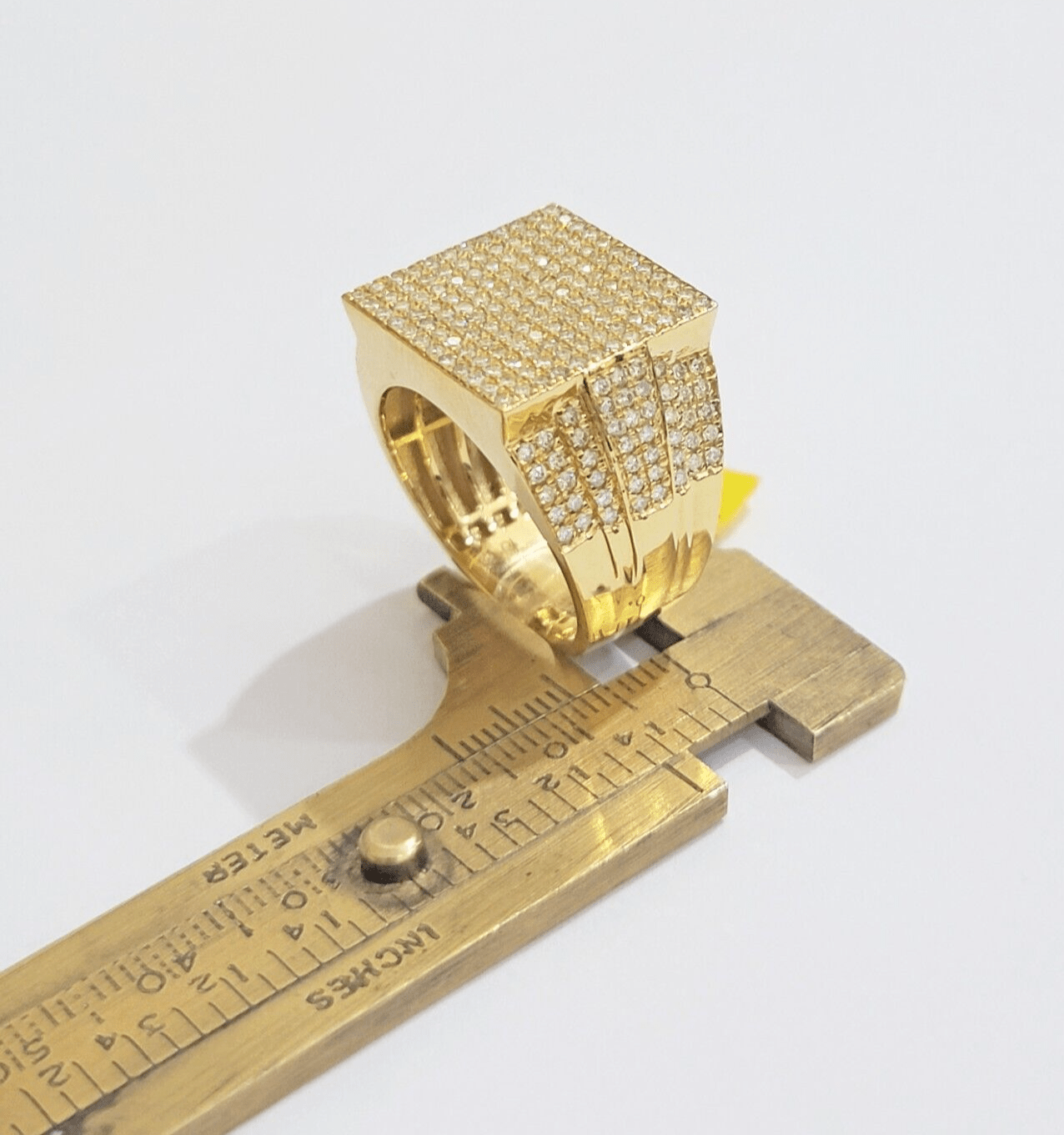 Mens diamond ring 10k yellow gold 2.05 Ct diamonds 10kt dark yellow gold Band - GoldenLinQ