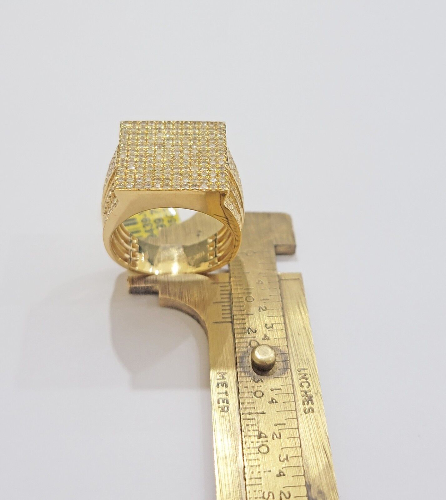 Mens diamond ring 10k yellow gold 2.05 Ct diamonds 10kt dark yellow gold Band - GoldenLinQ