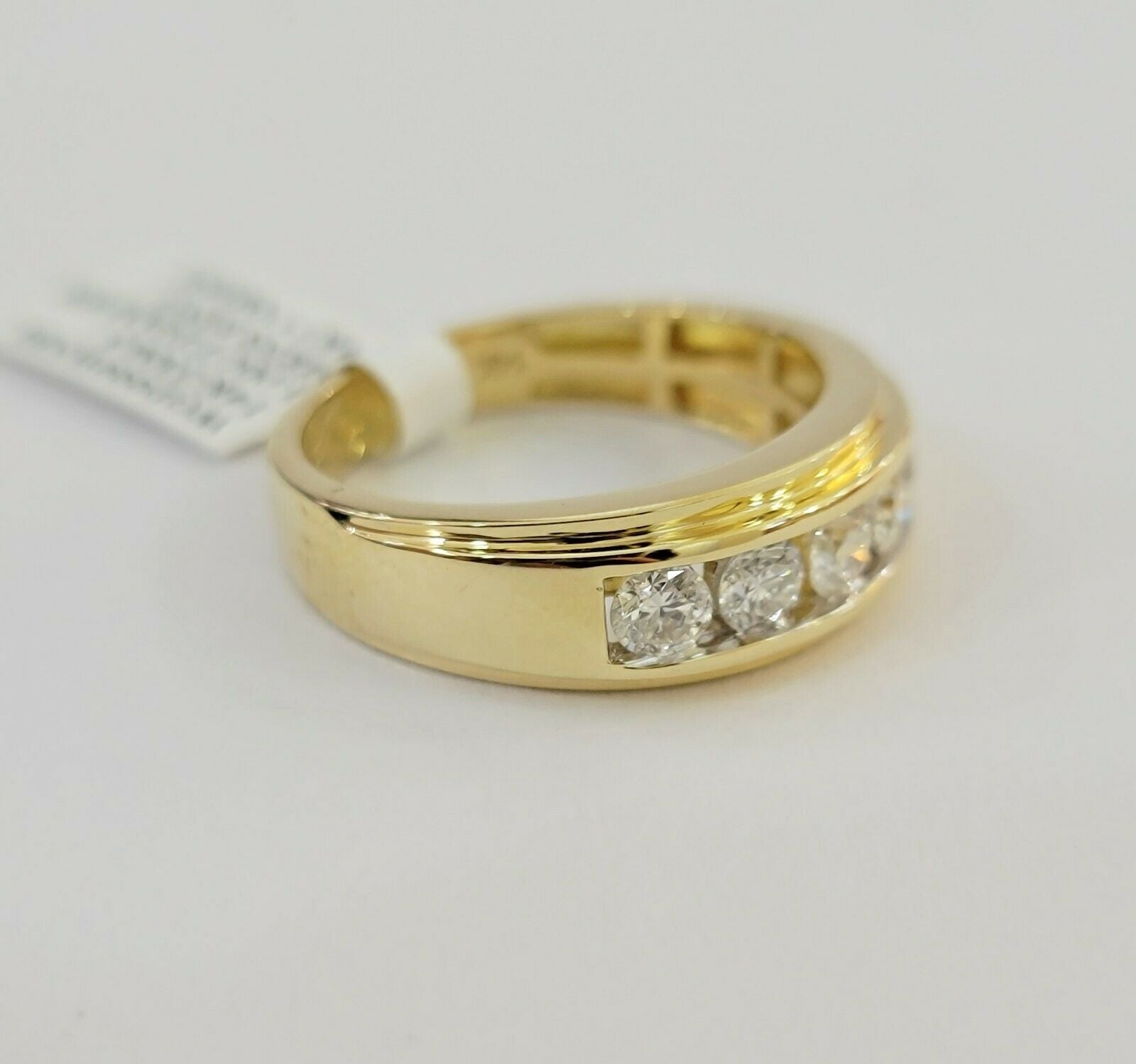Men's Diamond Wedding Band 1 CT Round 14K Yellow Gold Brilliant Solitaire Diam - GoldenLinQ