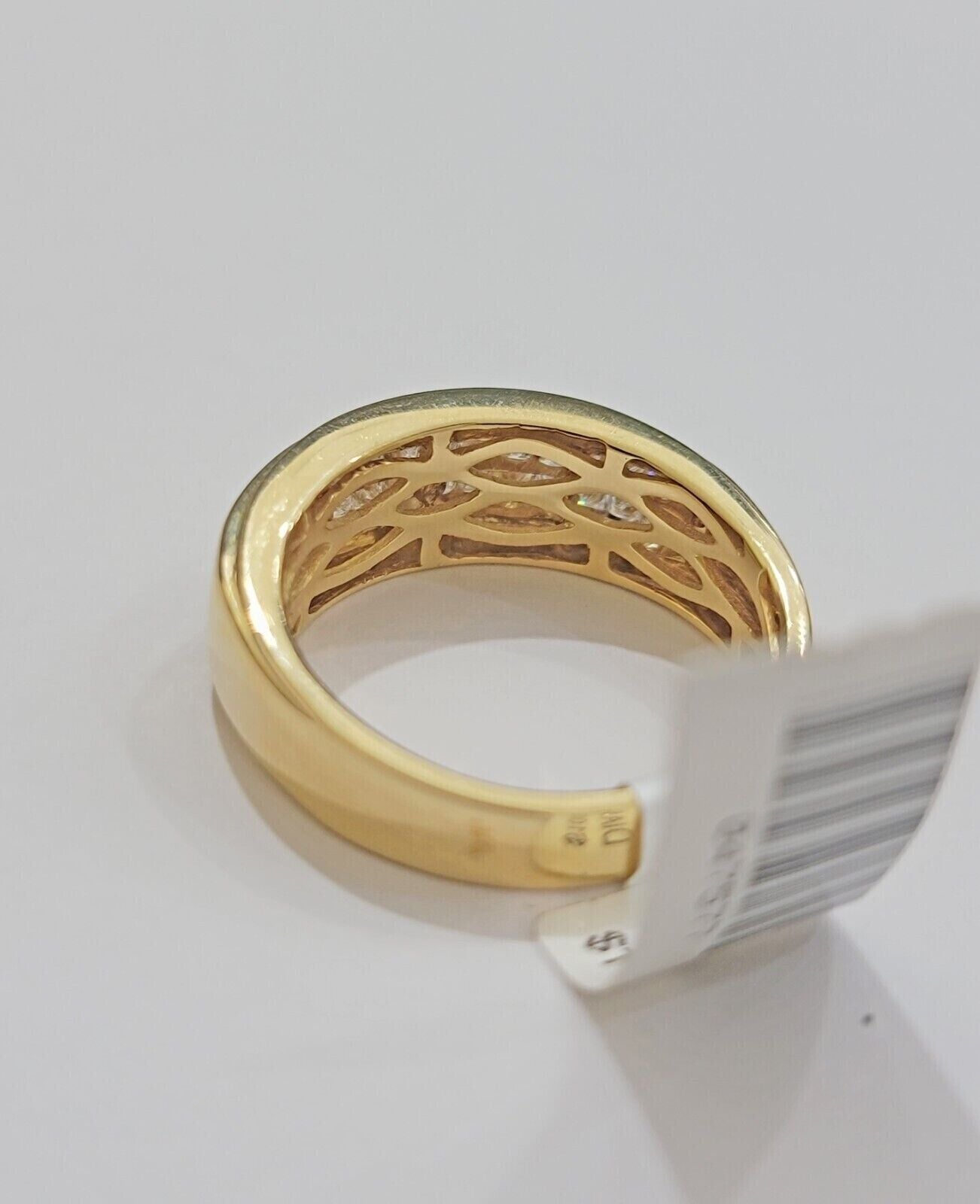Mens Engagement Wedding Band REAL 14k Yellow Gold Natural Diamond Band Ring SALE - GoldenLinQ