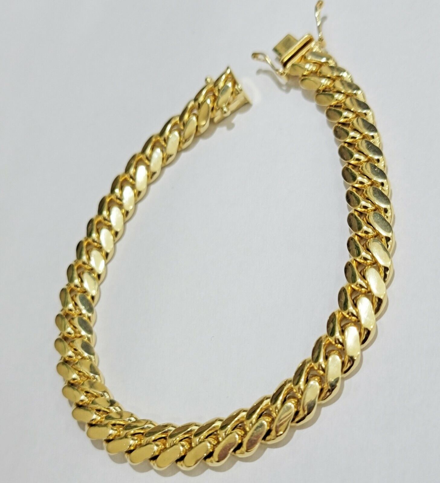 Men's Miami Cuban Bracelet Solid 14k Italian Yellow Gold Bracelet 8" 7mm wide - GoldenlinQ
