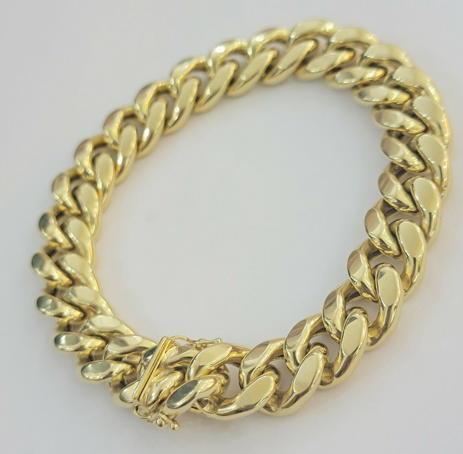 Mens REAL 10k Gold Miami Cuban Bracelet 7.5" 13mm 10 kt Yellow Gold Strong Links - GoldenlinQ