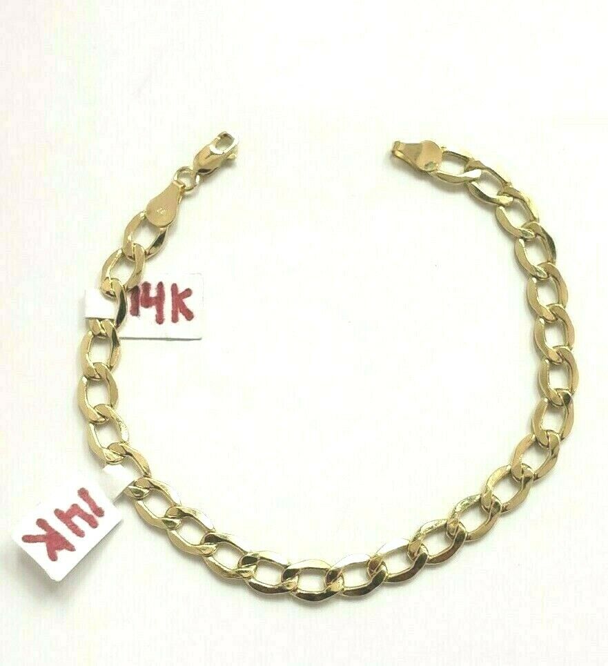 Men's & Women's 14K Yellow Gold Cuban Link Bracelet 6 mm 8 Inches long Real Gold - GoldenlinQ