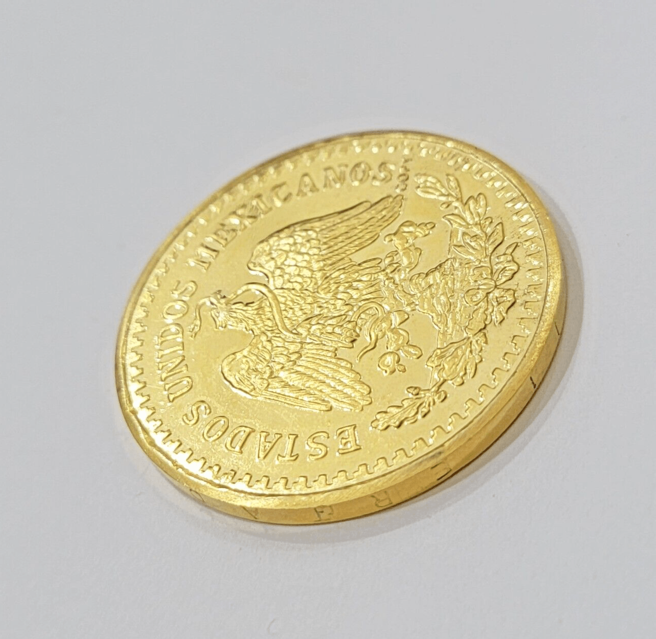 Mexico Gold 50 Pesos 1821 1947 Date Copy Coin SOLID 14k Gold Charm Centenario - GoldenlinQ