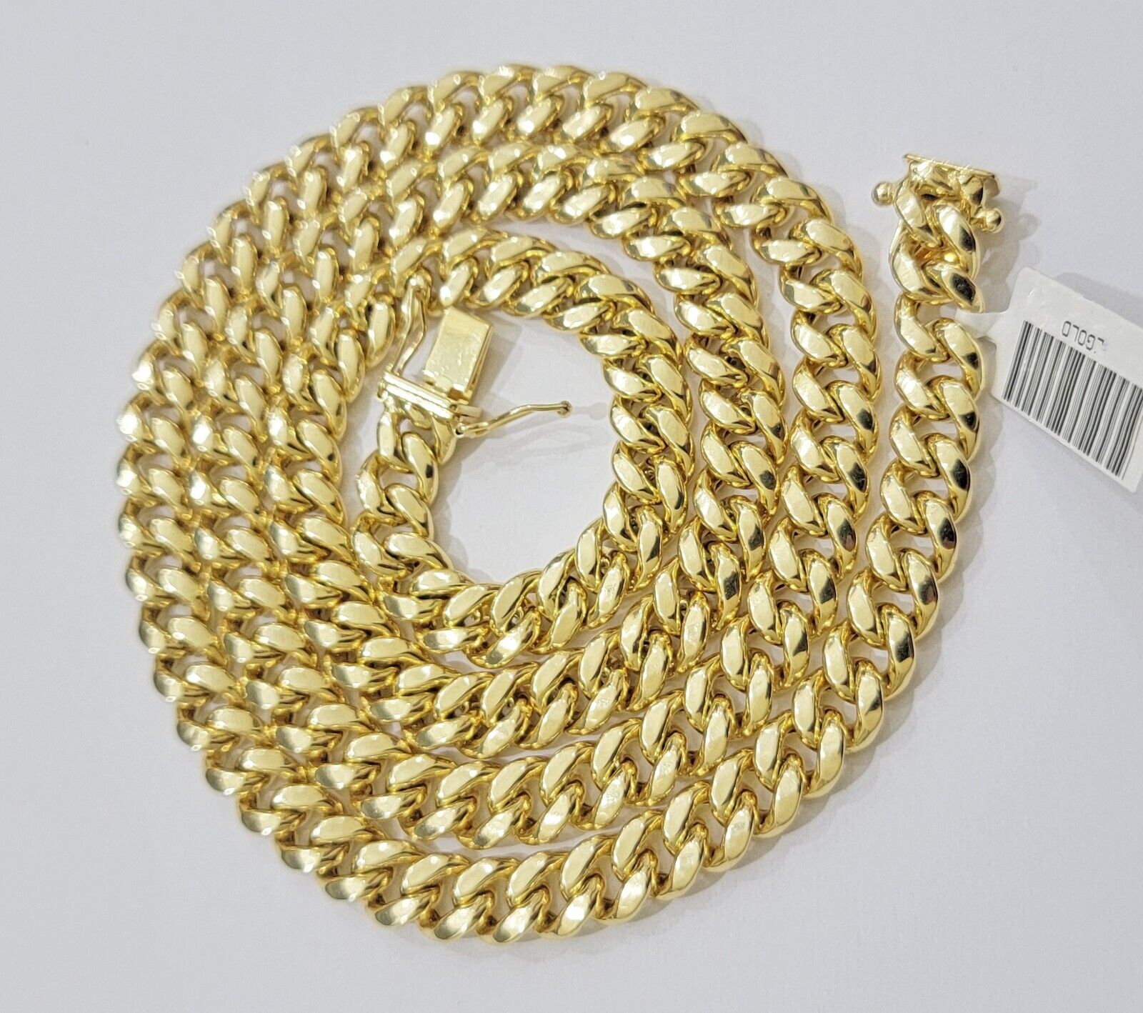 Miami Cuban Link Chain 18 Inch Necklace REAL 10k Yellow Gold 8mm Mens Women 10KT - GoldenlinQ