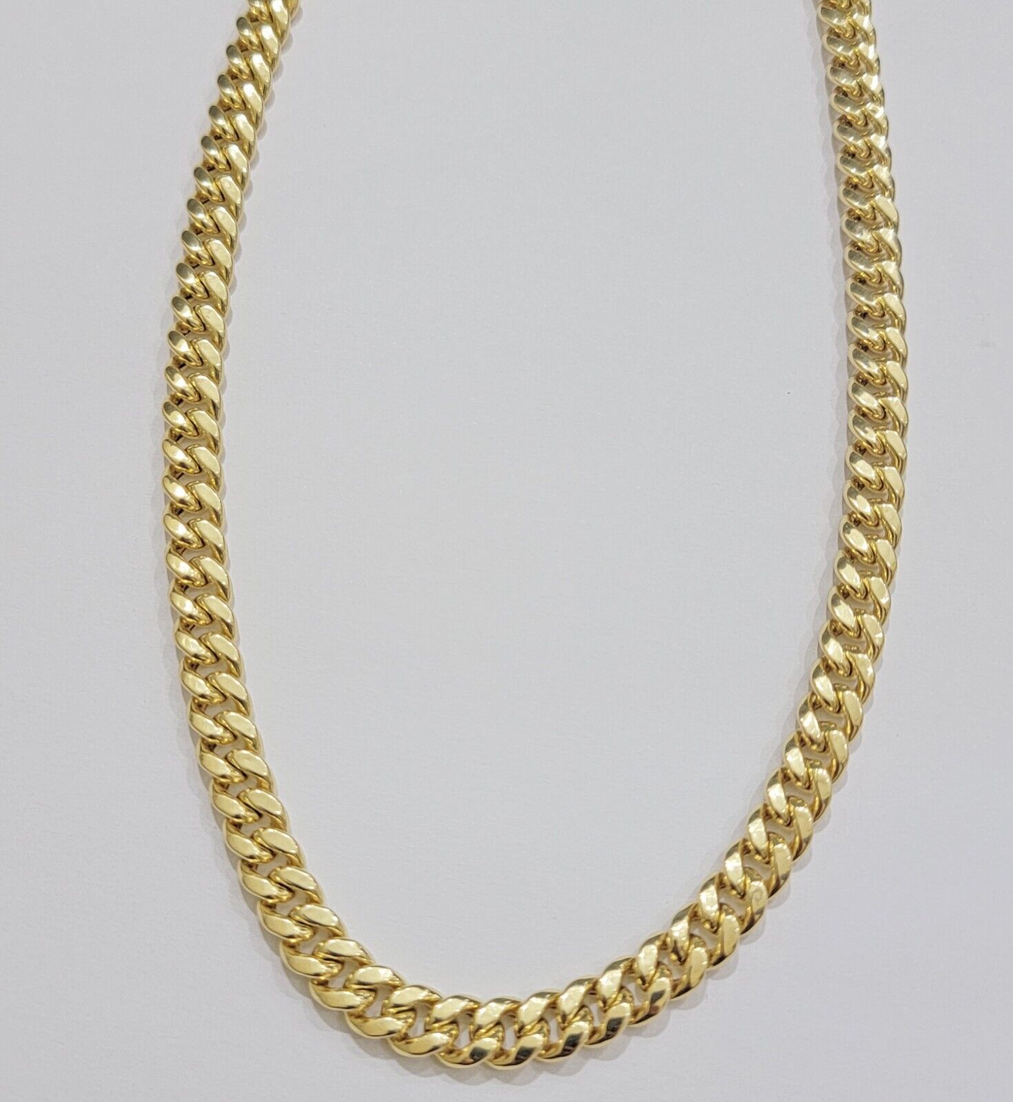 Miami Cuban Link Chain 18 Inch Necklace REAL 10k Yellow Gold 8mm Mens Women 10KT - GoldenlinQ