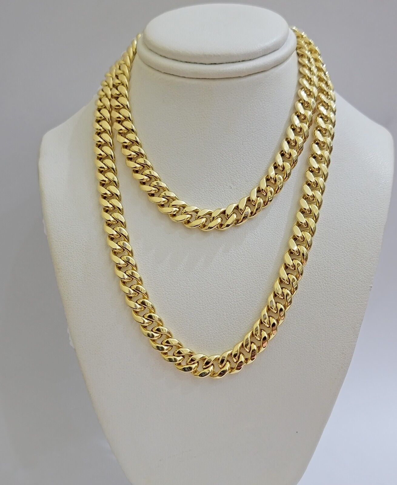 Miami Cuban Link Chain 20 Inch Necklace REAL 10k Yellow Gold 8mm Mens Women 10KT - GoldenlinQ