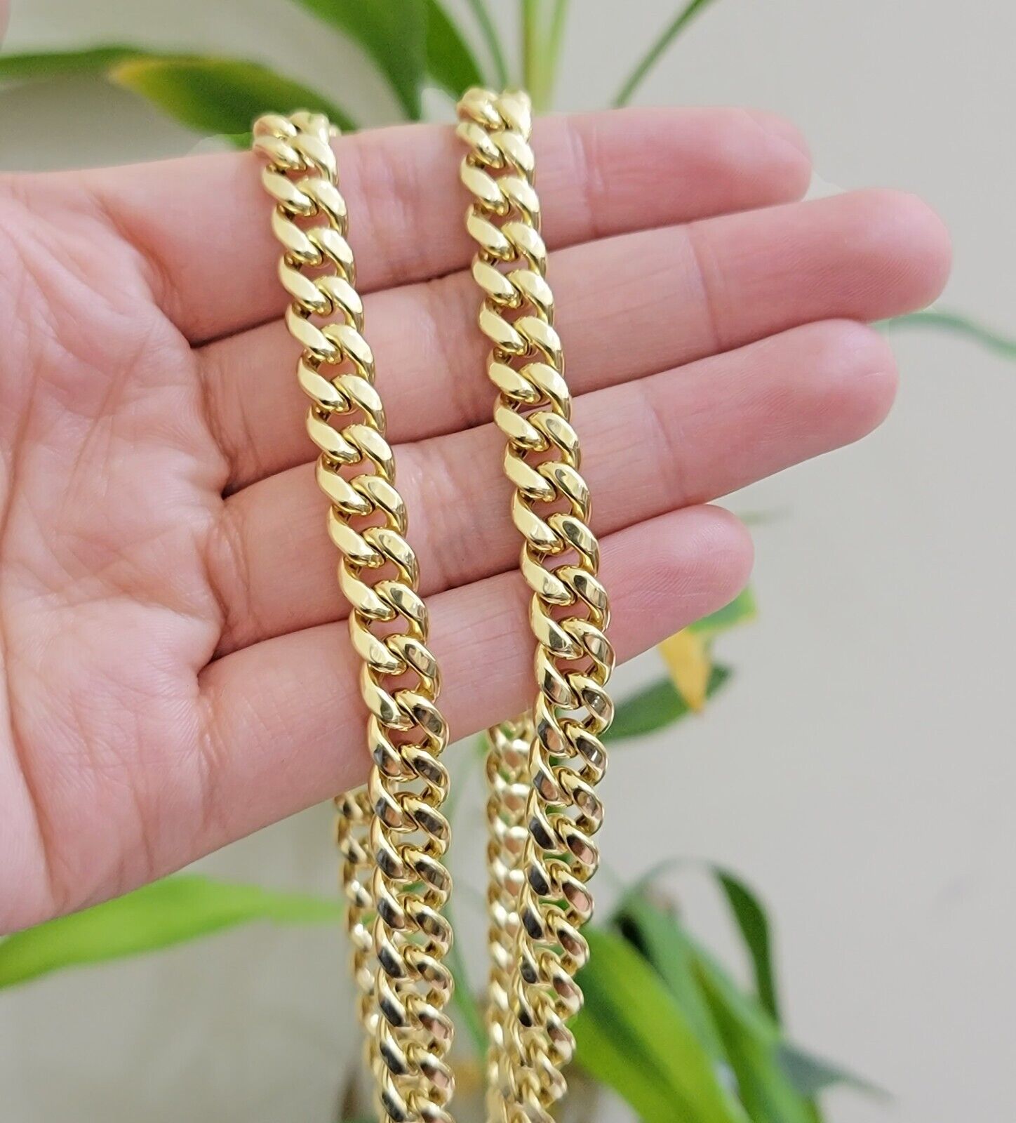 Miami Cuban Link Chain 22 Inch Necklace REAL 10k Yellow Gold 8mm Mens Women 10KT - GoldenlinQ