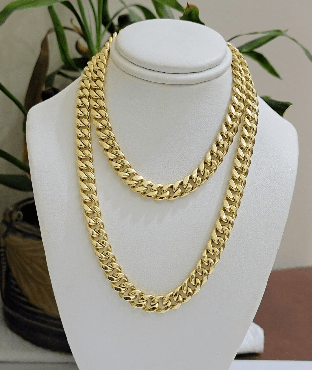 Miami Cuban Link Chain 26 Inch Necklace REAL 10k Yellow Gold 8mm Mens Women 10KT - GoldenlinQ