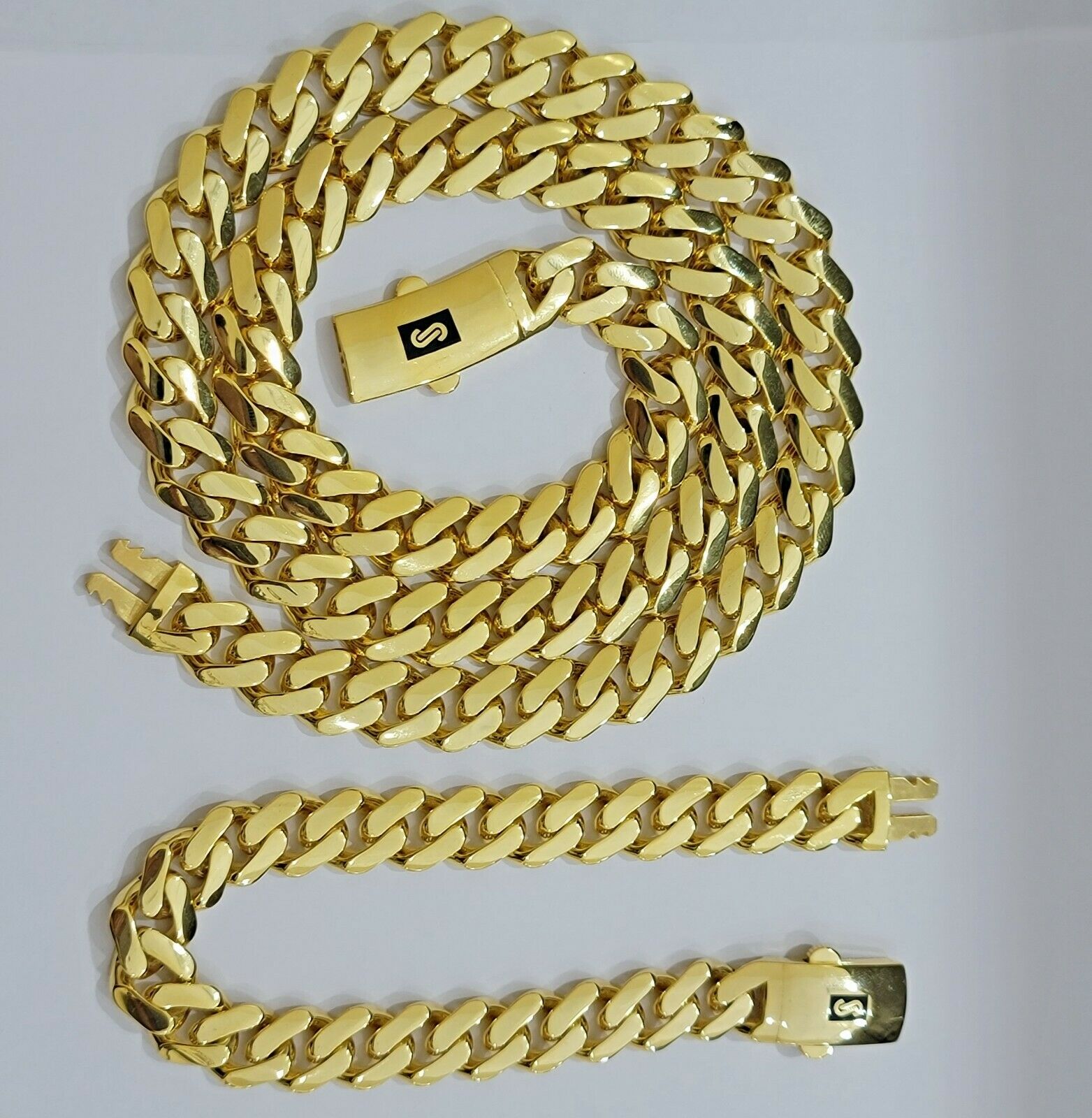 Miami Cuban Royal Link Chain Shiny Plain Necklace Monaco, Real 10K Yellow Gold - GoldenLinQ