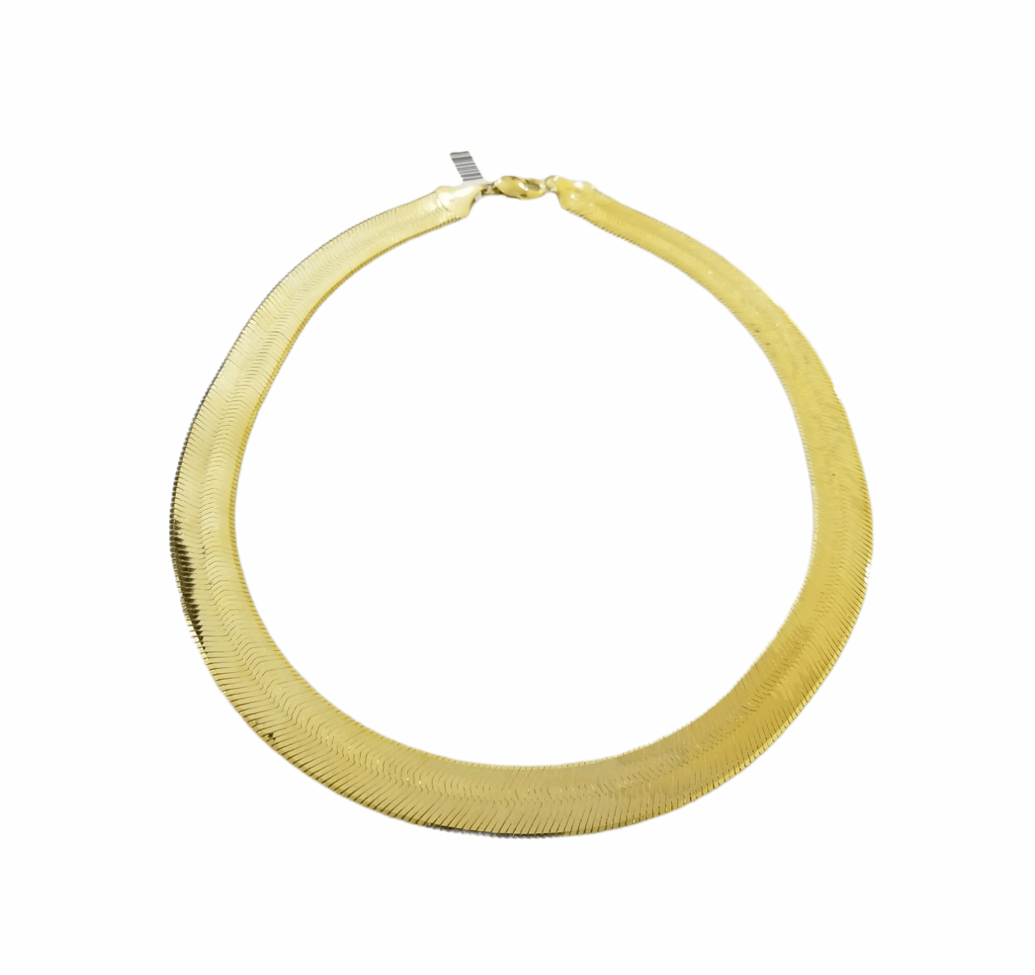 Real 10K 14mm Yellow Gold Herring Bone Chain Necklace 24" Inch Lobster lock - GoldenlinQ