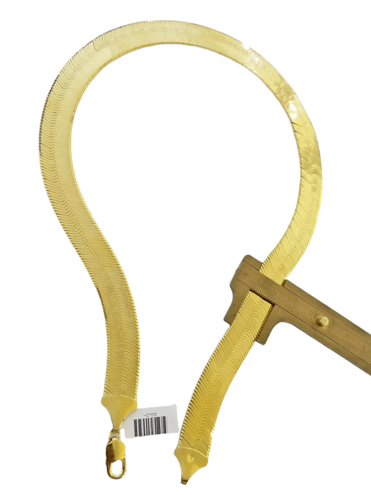 Real 10K 14mm Yellow Gold Herring Bone Chain Necklace 24" Inch Lobster lock - GoldenlinQ