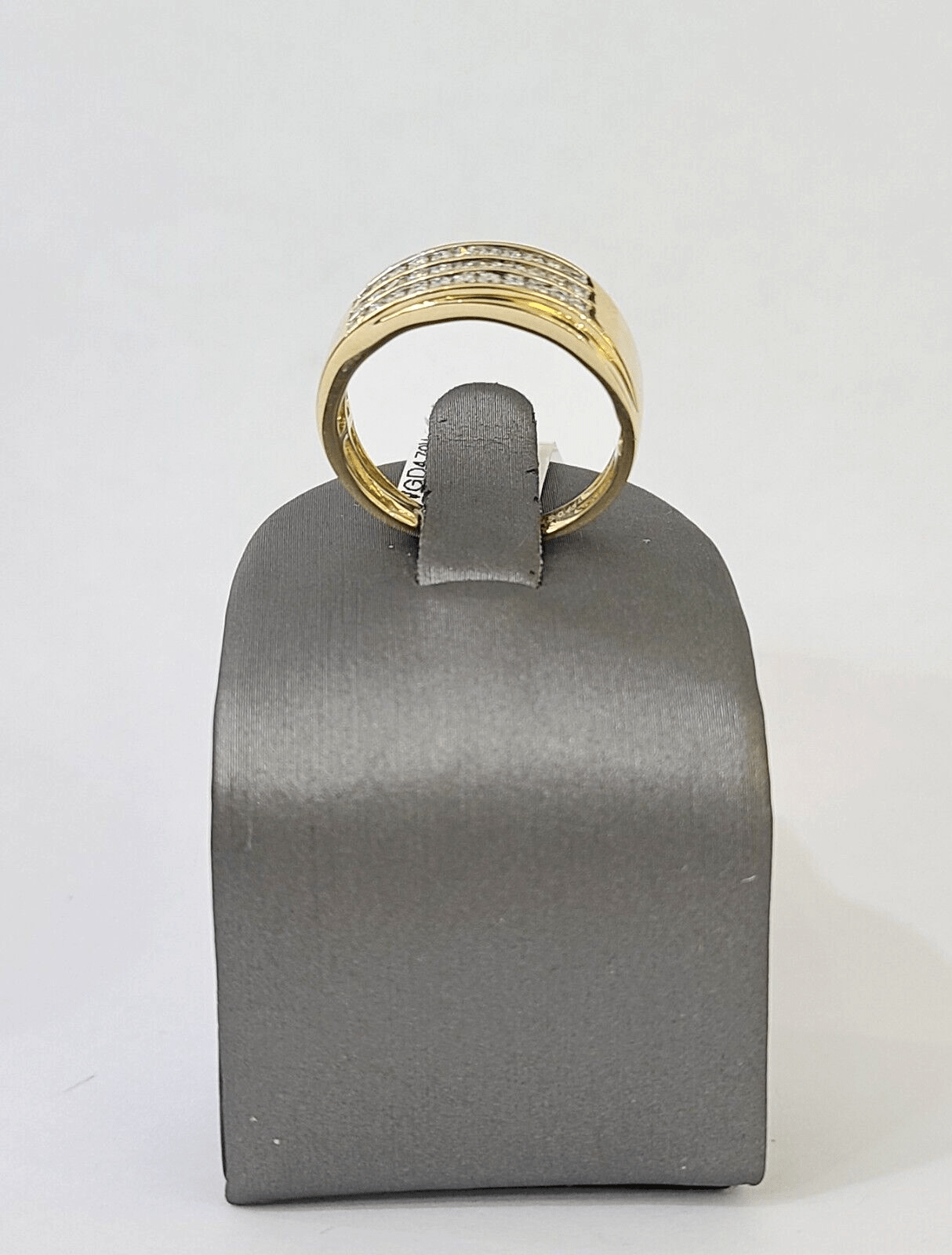 Real 10k 3 Row Diamond Mens Ring Yellow Gold Band Genuine Natural - GoldenlinQ