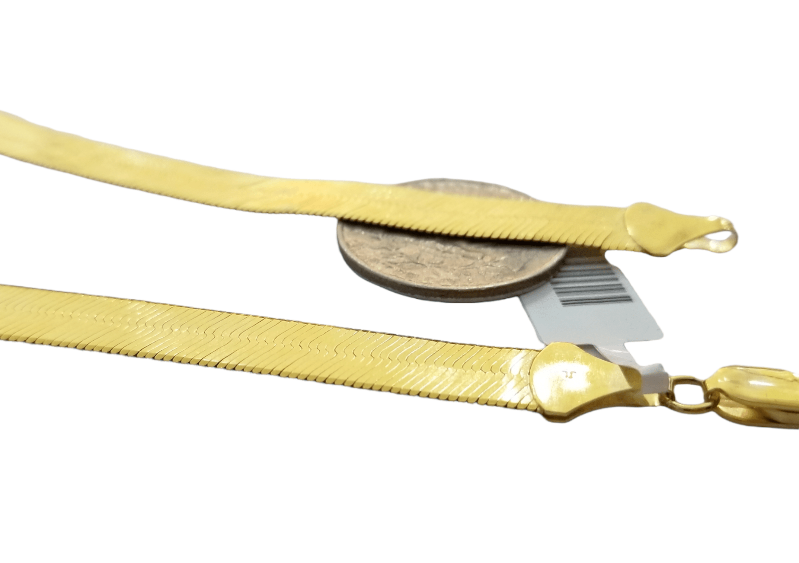 Real 10k 9mm Yellow Gold Herring Bone Chain Necklace 18" Lobster lock - GoldenlinQ