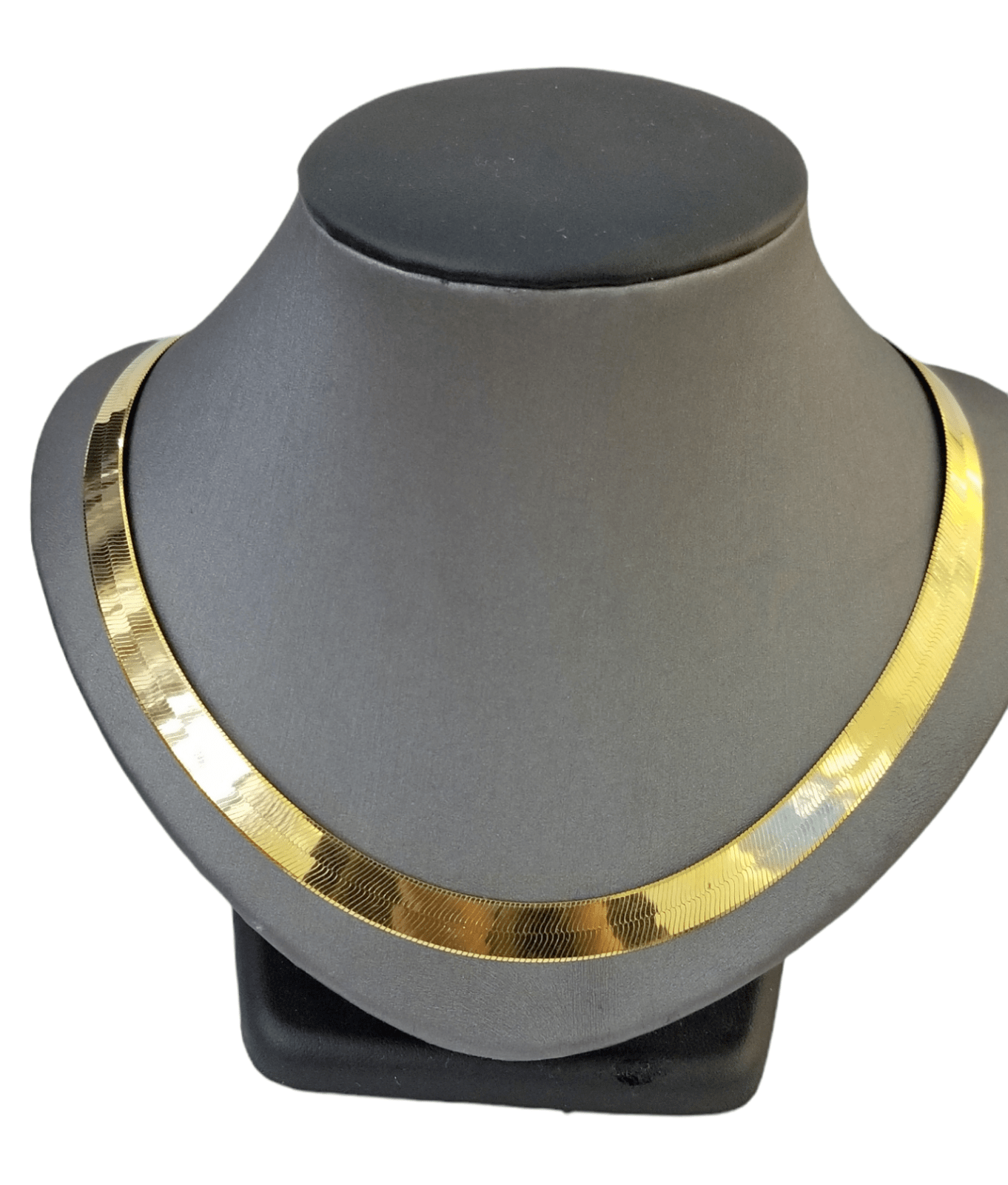 Real 10k 9mm Yellow Gold Herring Bone Chain Necklace 18" Lobster lock - GoldenlinQ