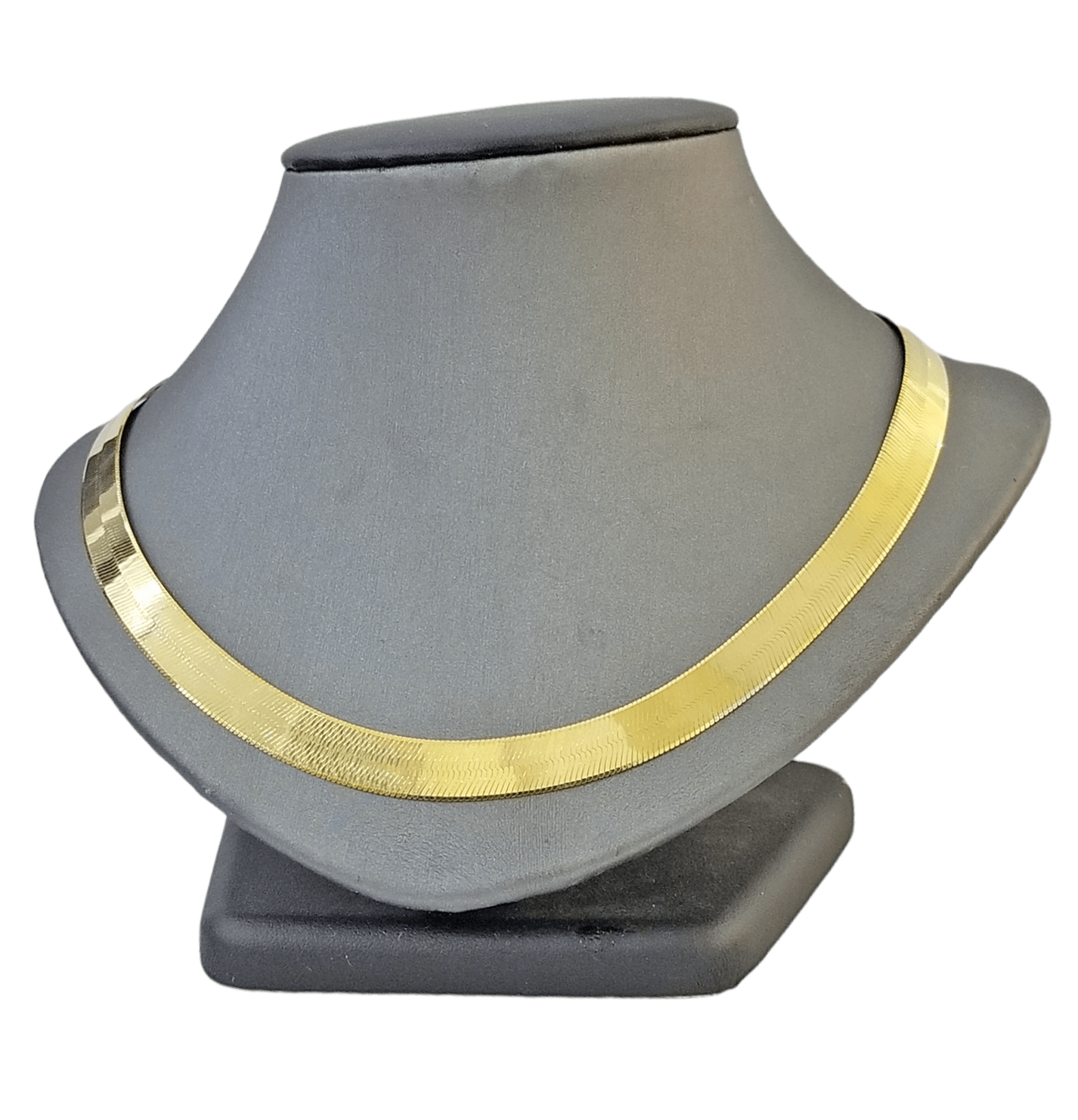 Real 10k 9mm Yellow Gold Herring Bone Chain Necklace 18" Lobster lock - GoldenlinQ