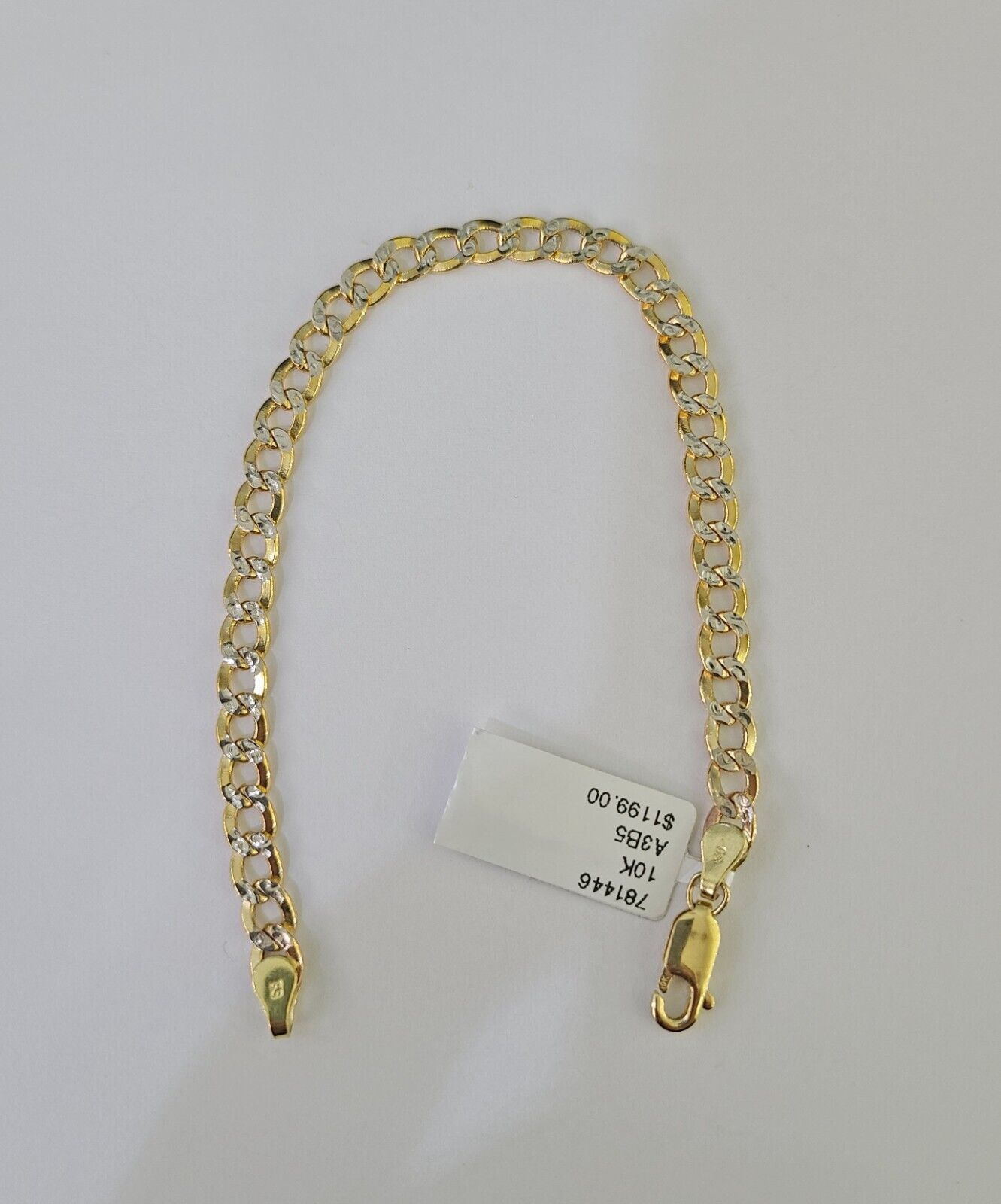 Real 10K Cuban Curb Link Bracelet Yellow Gold Diamond Cut 5mm 7" Inch - GoldenlinQ