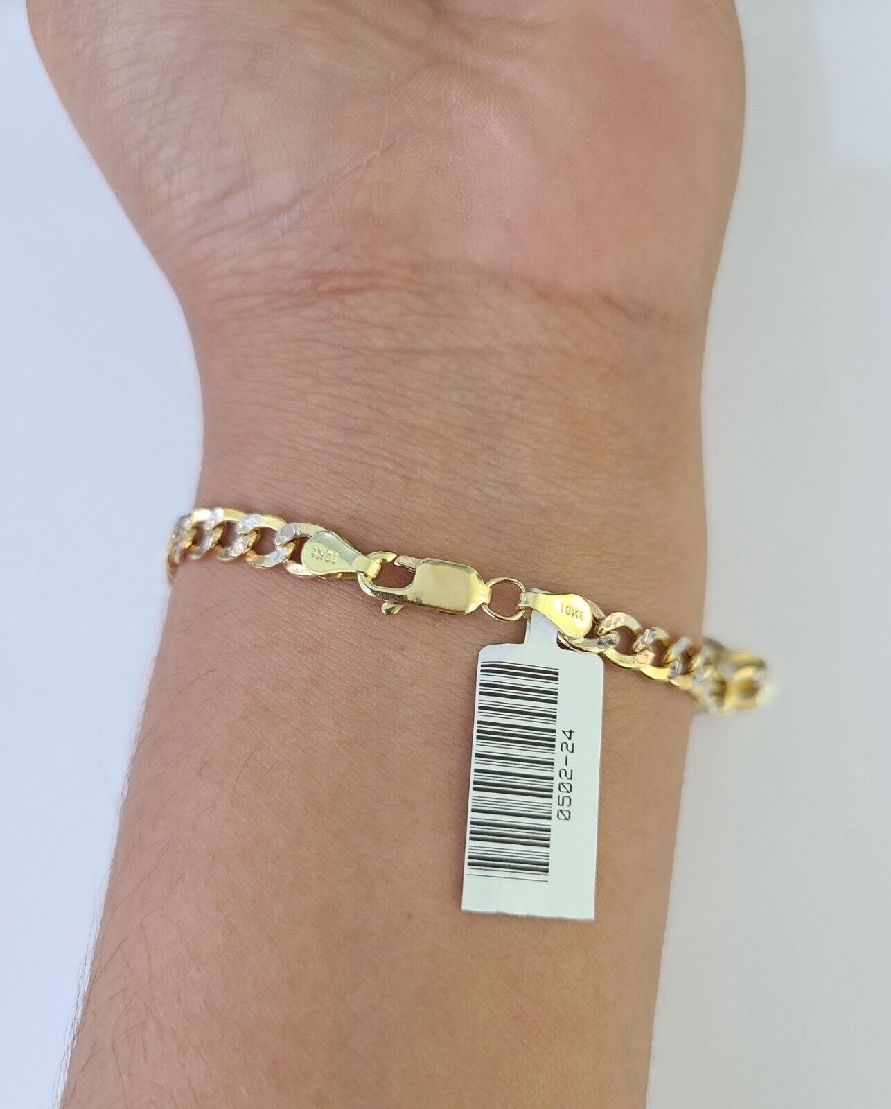 Real 10K Cuban Curb Link Bracelet Yellow Gold Diamond Cut 5mm 8" Inch - GoldenlinQ