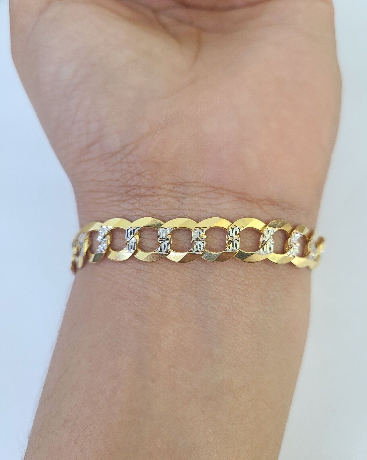 10kt Real gold cuban curb diamond cut top bracelet