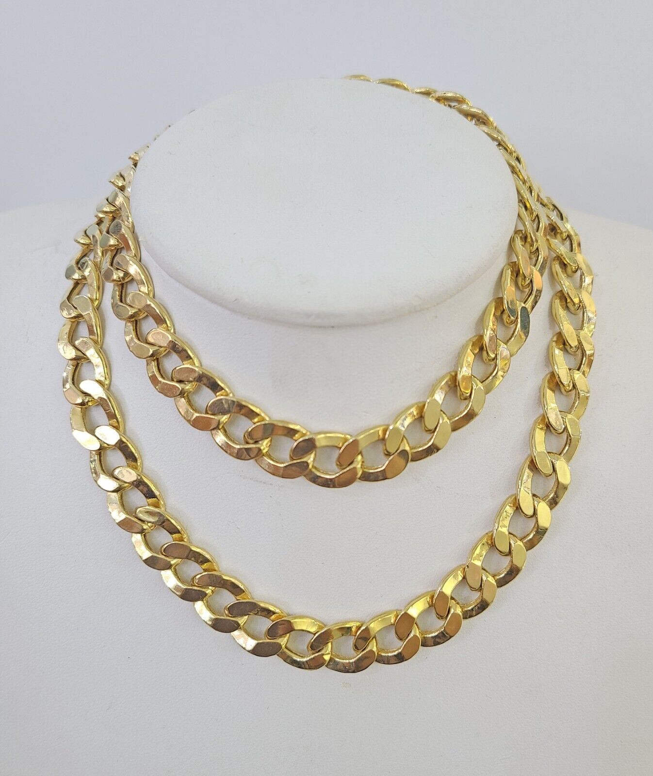 Real 10k Cuban Curb Link chain SET Yellow Gold 11mm 20 - 30Inch Necklace Men Women - GoldenlinQ