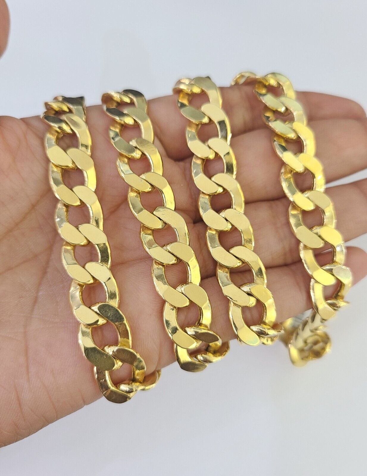 Real 10k Cuban Curb Link chain SET Yellow Gold 11mm 20 - 30Inch Necklace Men Women - GoldenlinQ