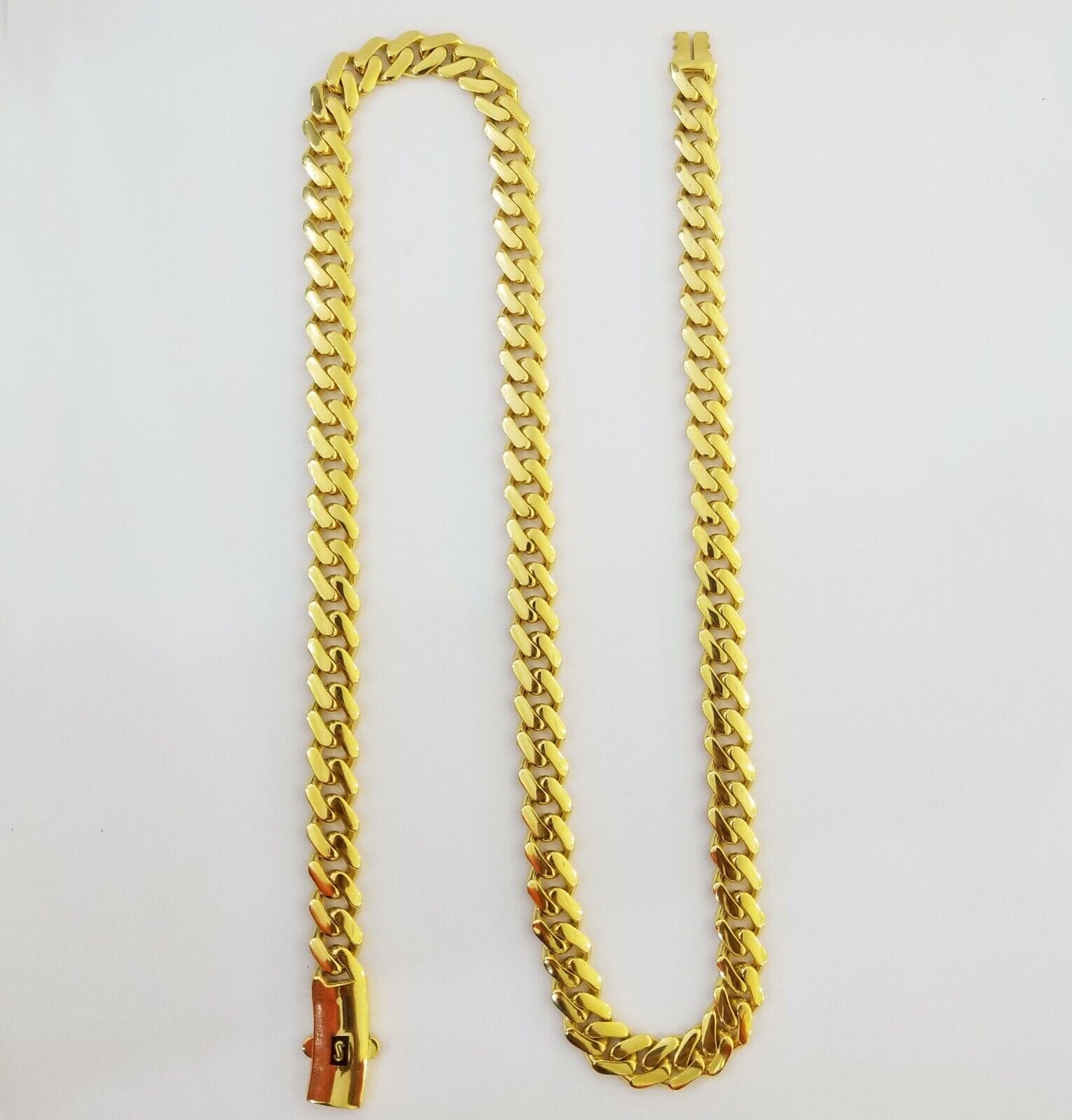 Real 10k Cuban Link Royal Monaco Chain necklace 9mm 26" inch Box Clasp 10kt Gold - GoldenlinQ