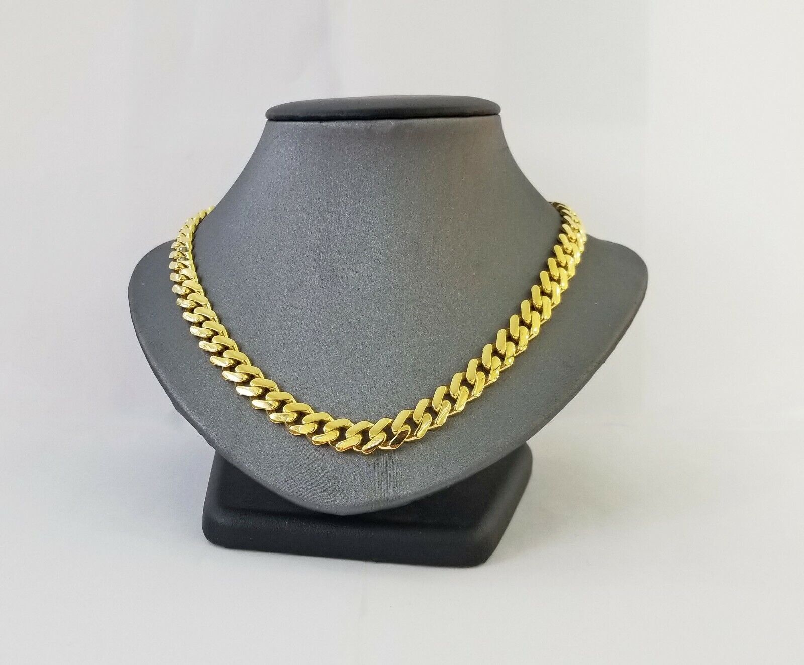 Real 10k Cuban Link Royal Monaco Chain necklace 9mm 26" inch Box Clasp 10kt Gold - GoldenlinQ