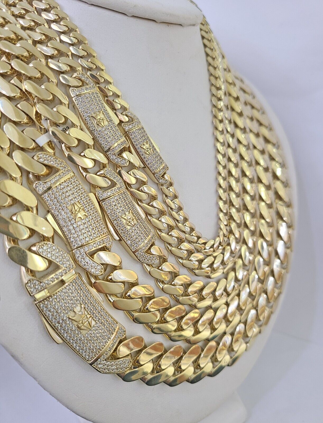 Real 10k Cuban Monaco Chain Necklace Gold Link Royal 7mm - 15mm 20" - 26" - GoldenlinQ