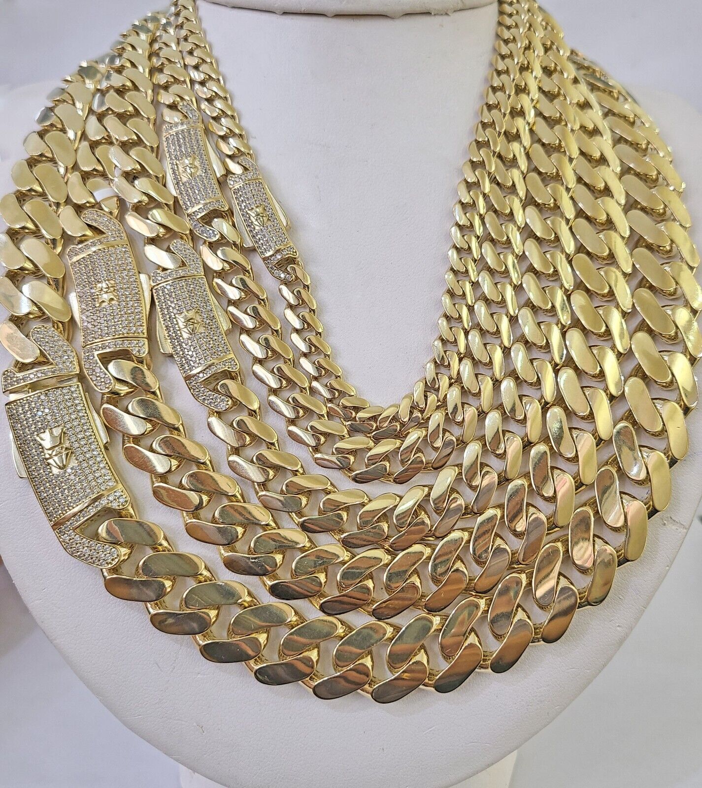 Real 10k Cuban Monaco Chain Necklace Gold Link Royal 7mm - 15mm 20" - 26" - GoldenlinQ