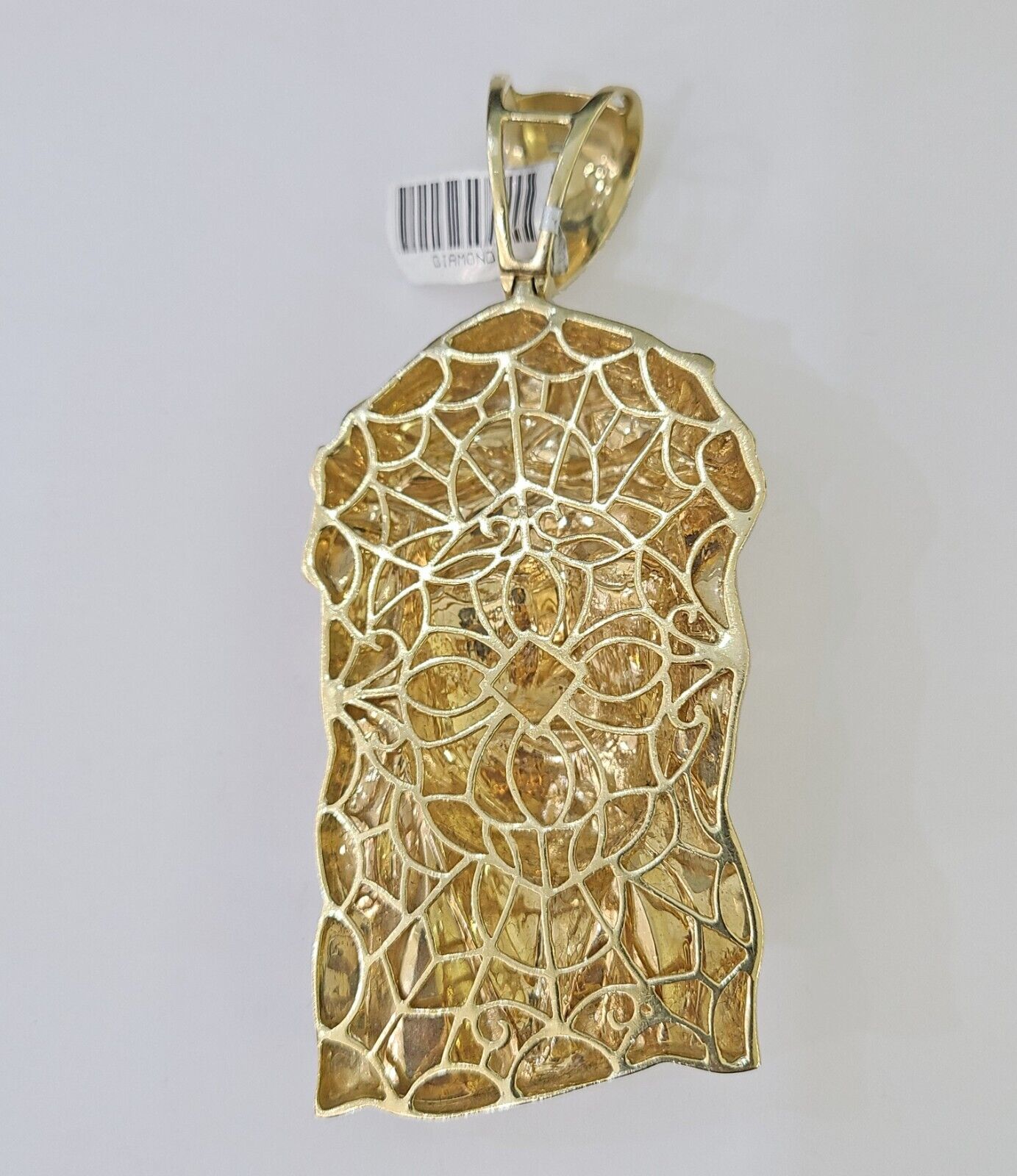 Real 10K Diamond Jesus Head Charm Yellow Gold Pendant Genuine Real - GoldenlinQ