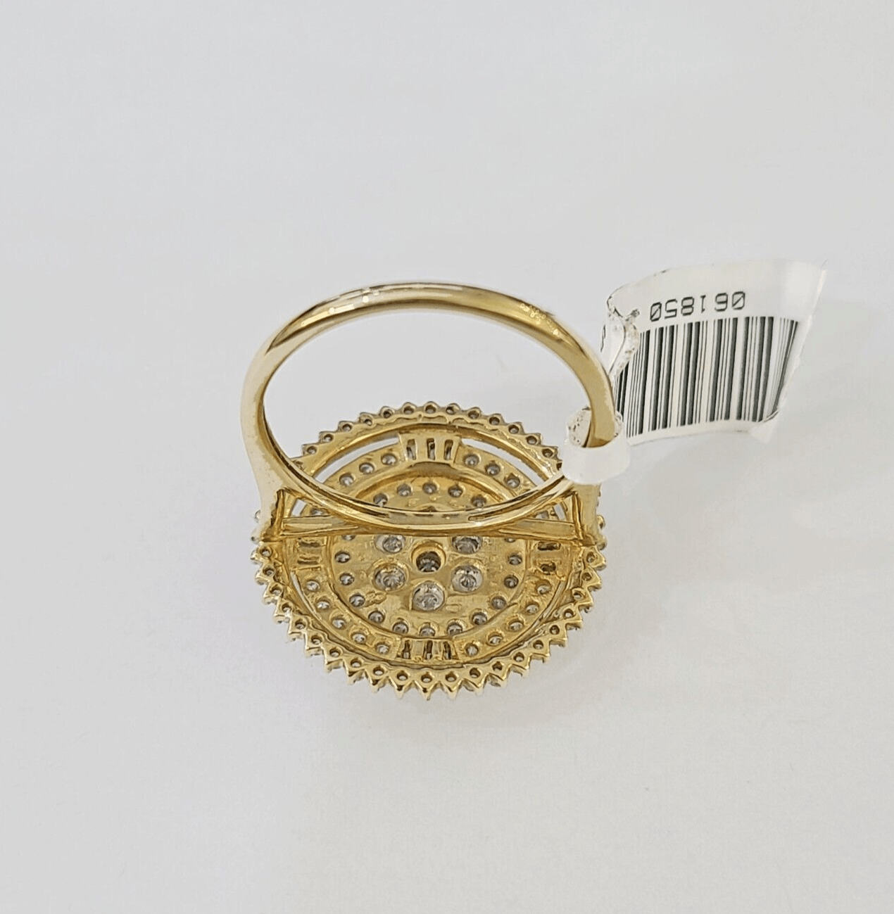 Real 10k Diamond Ladies Ring Circular Yellow Gold Women Casual Genuine - GoldenlinQ