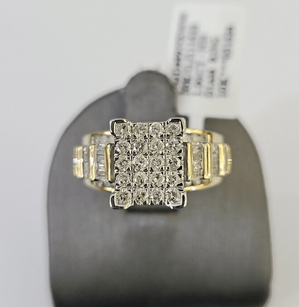 Real 10k Diamond Ladies Ring Yellow Gold Bridal Women Engagement Wedding - GoldenlinQ