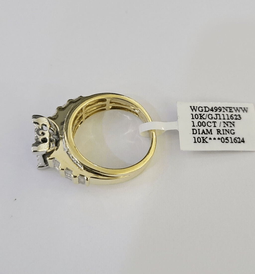 Real 10k Diamond Ladies Ring Yellow Gold Bridal Women Engagement Wedding - GoldenlinQ