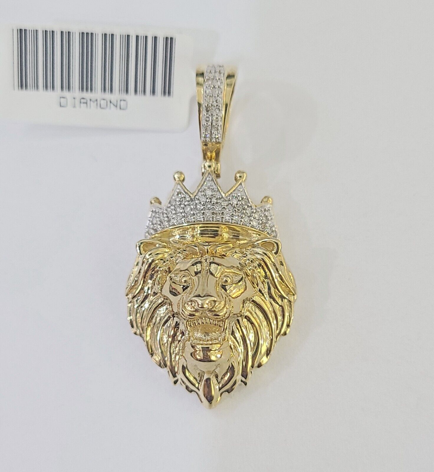 Real 10k Diamond Lion Charm Byzantine Chain Necklace 3mm 22" SET 10kt Genuine - GoldenlinQ