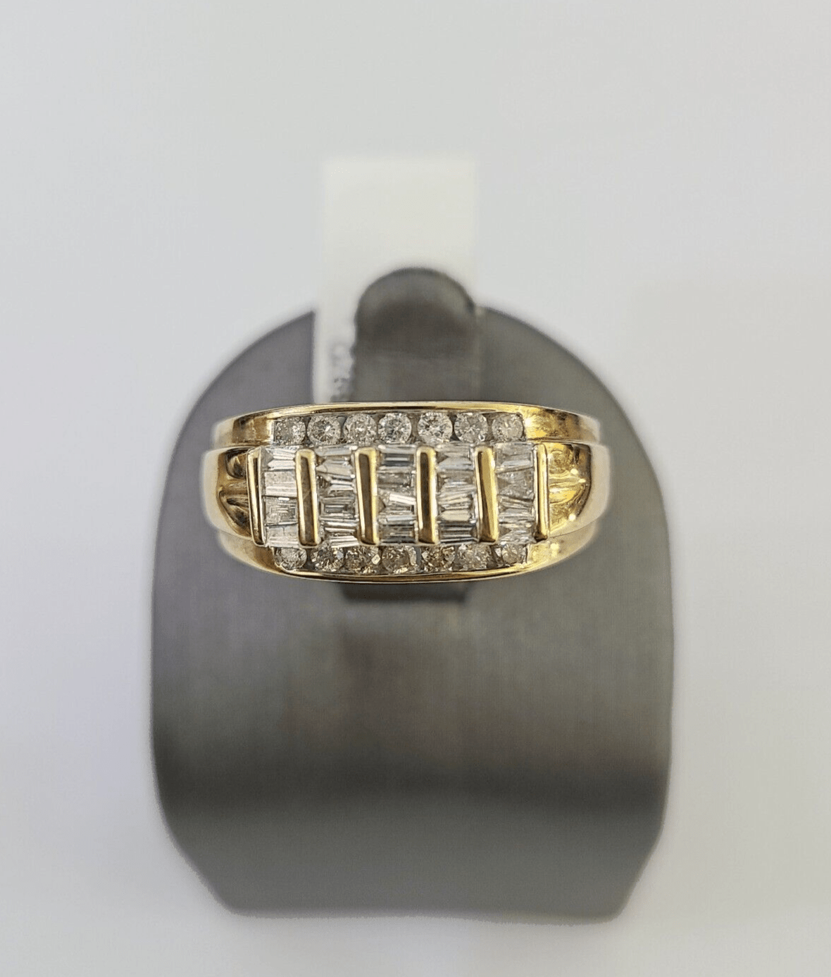 Real 10k Diamond Mens Ring Band Yellow Gold Wedding Genuine Natural - GoldenlinQ