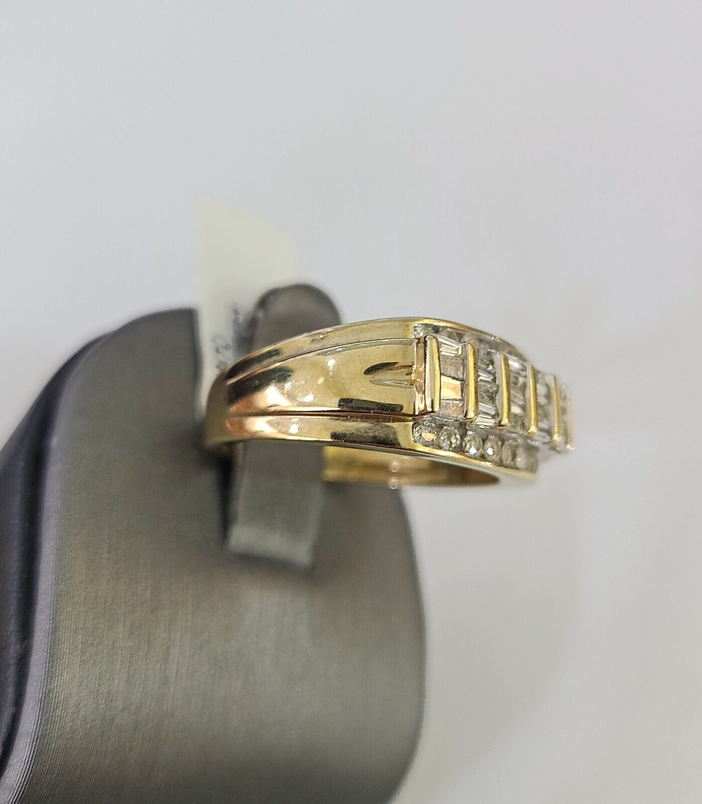 Real 10k Diamond Mens Ring Band Yellow Gold Wedding Genuine Natural - GoldenlinQ