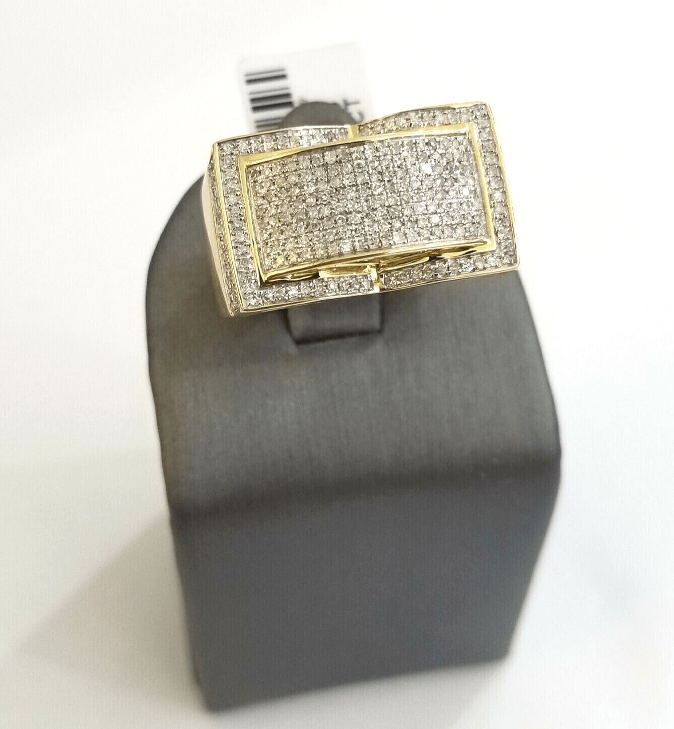 Real 10k Diamond Ring Men 10kt Yellow Gold 0.80 Natural Diamond Pave Casual Ring - GoldenLinQ