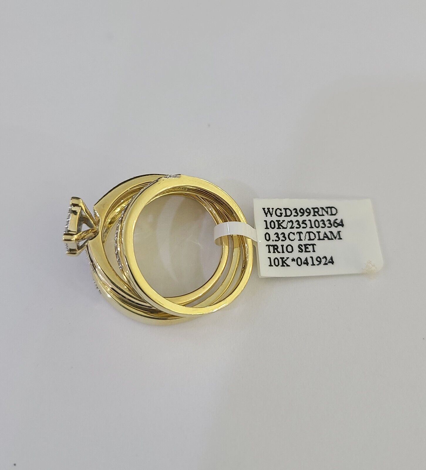 REAL 10k Diamond Ring Yellow Gold Ladies Men Trio SET Wedding Engagement Genuine - GoldenlinQ