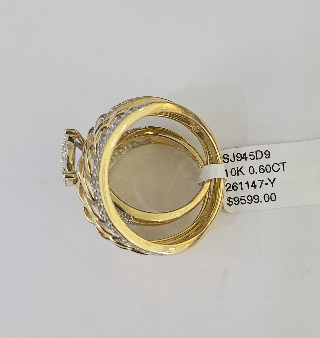REAL 10k Diamond Ring Yellow Gold Ladies Men Trio SET Wedding Engagement Genuine - GoldenlinQ