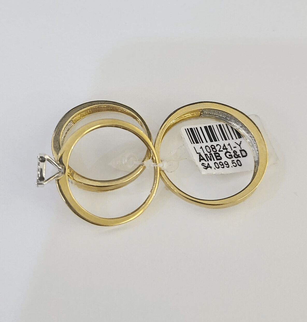 REAL 10k Diamond Ring Yellow Gold Ladies Men Trio SET Wedding Engagement Genuine - GoldenlinQ