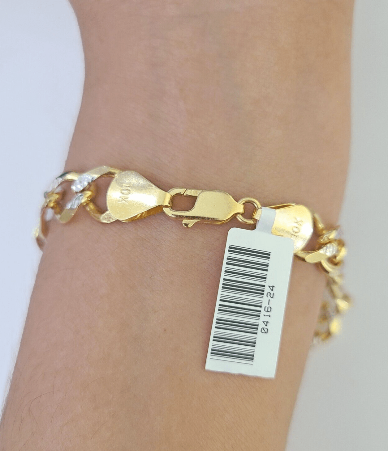 Real 10k Figaro link Bracelet Yellow Gold 9mm 8.5" Inches Solid Diamond Cut - GoldenlinQ