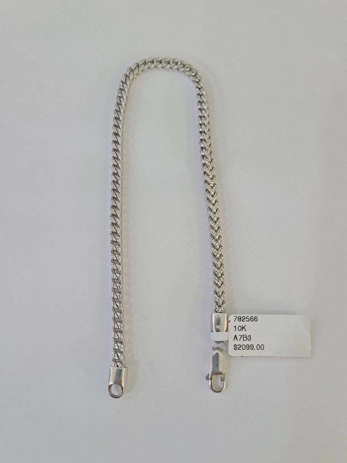 Real 10K Franco Bracelet White Gold 3mm 8.5Inch Lobster Lock Genuine - GoldenlinQ