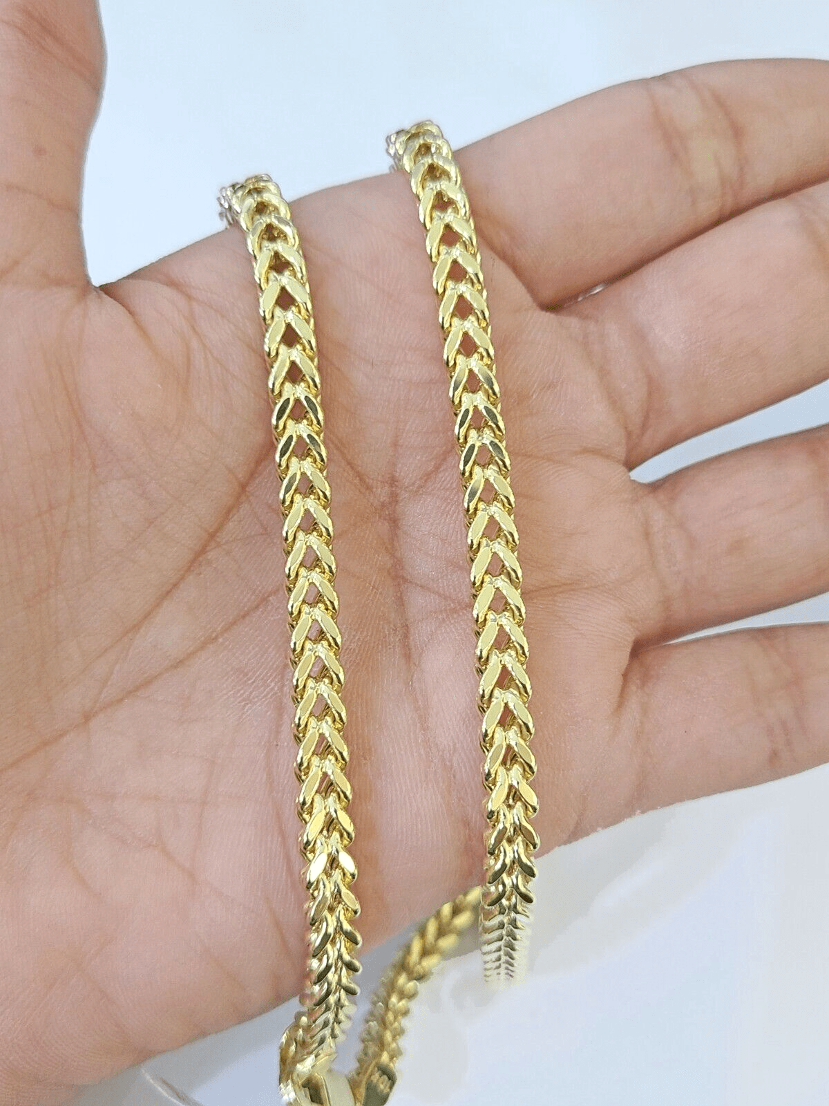 Real 10k Franco Yellow gold Chain 4mm 24inch necklace lobster lock 10kt - GoldenlinQ