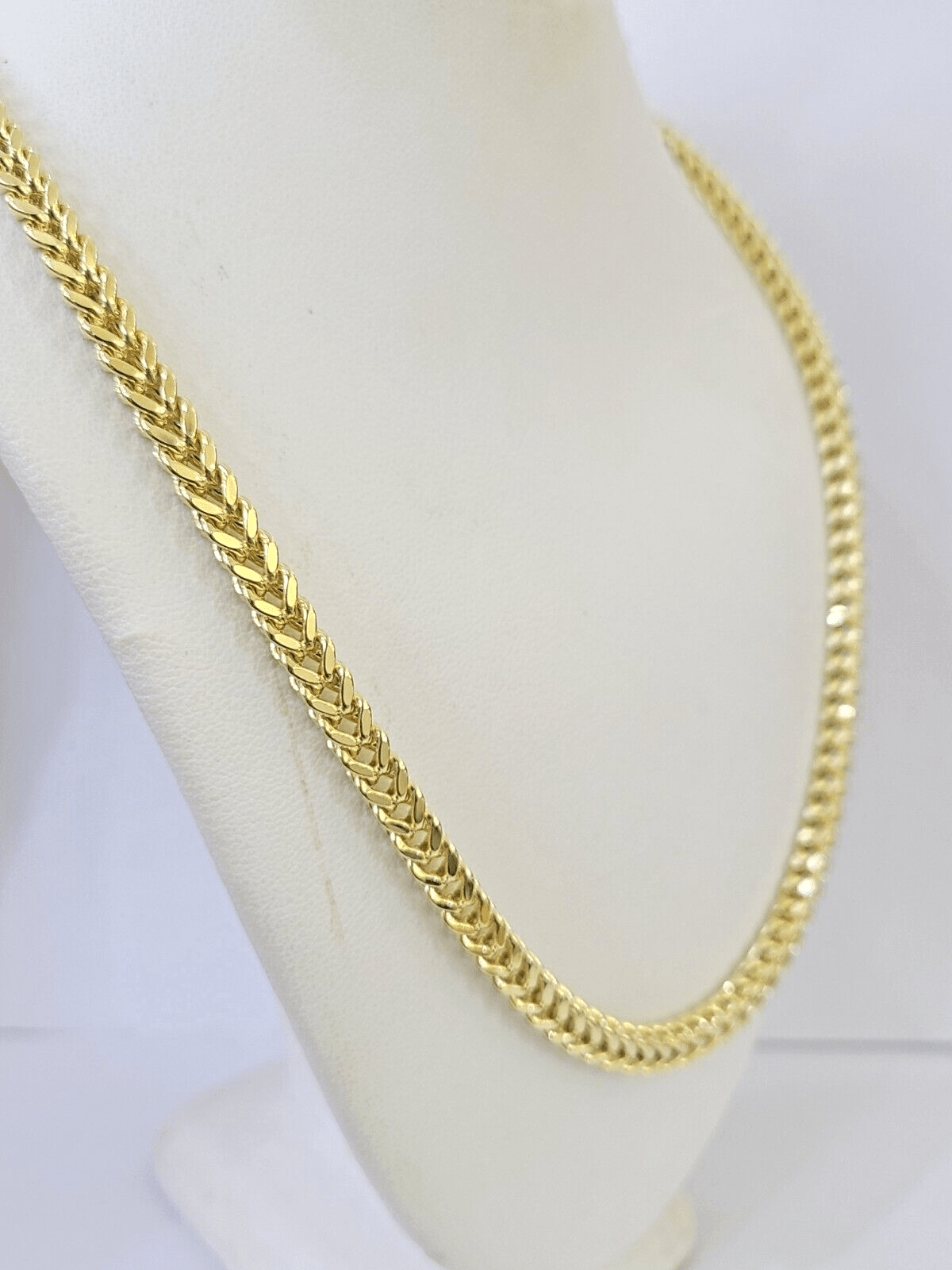 Real 10k Franco Yellow gold Chain 4mm 24inch necklace lobster lock 10kt - GoldenlinQ