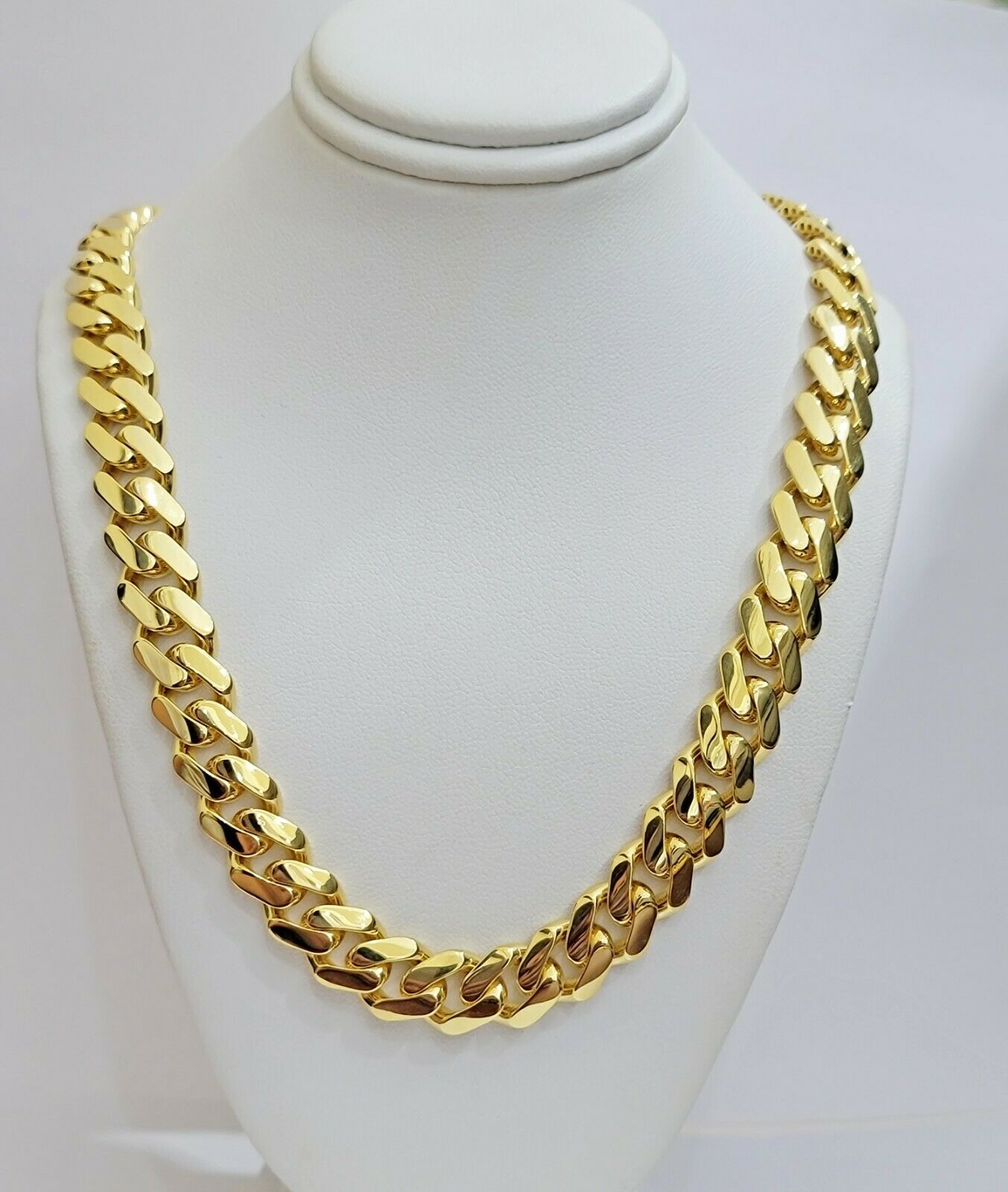 Real 10k Gold 15mm Mens Chain Royal Link Miami Cuban Monaco 22" Short Necklace - GoldenlinQ