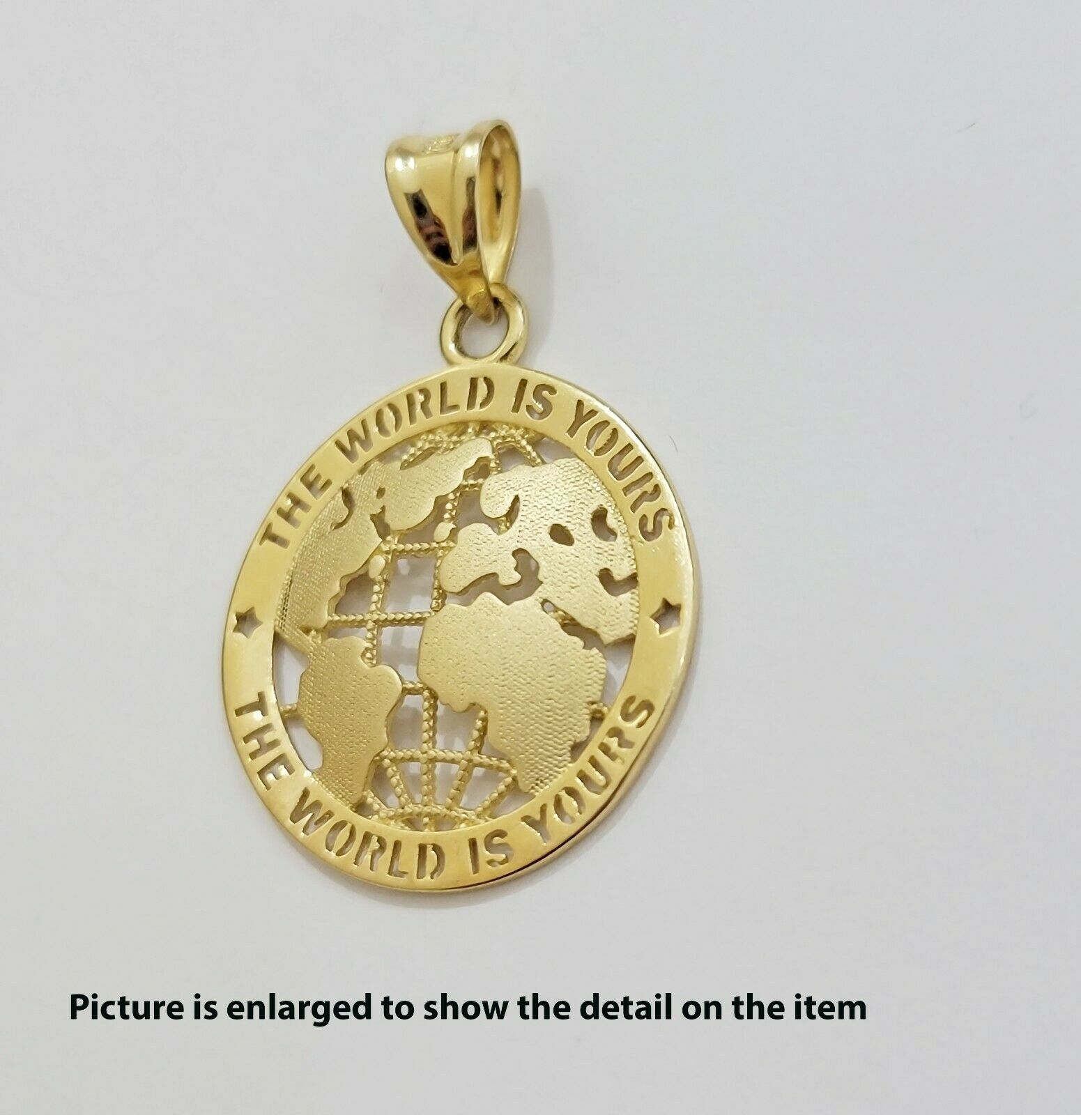 Real 10k Gold 22" Miami Cuban Link Chain Pendant Set 3.5mm Necklace World Charm - GoldenlinQ