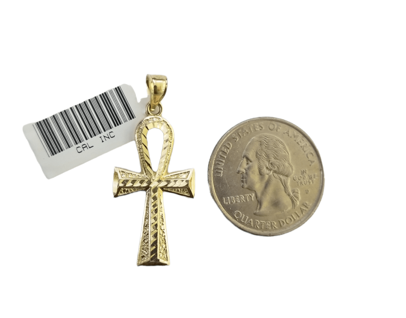 Real 10k Gold Ankh Cross Egyptian Symbol Pendent 2mm Franco Chain 18" - 26" Inch - GoldenlinQ