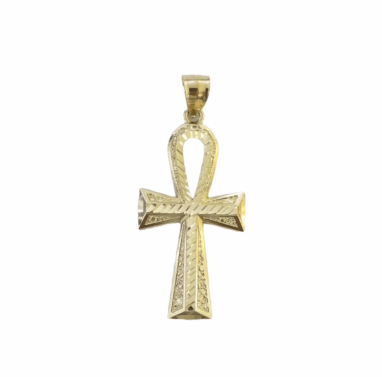 Real 10k Gold Ankh Cross Egyptian Symbol Pendent 3mm Franco Chain 18" - 28" Inch - GoldenlinQ