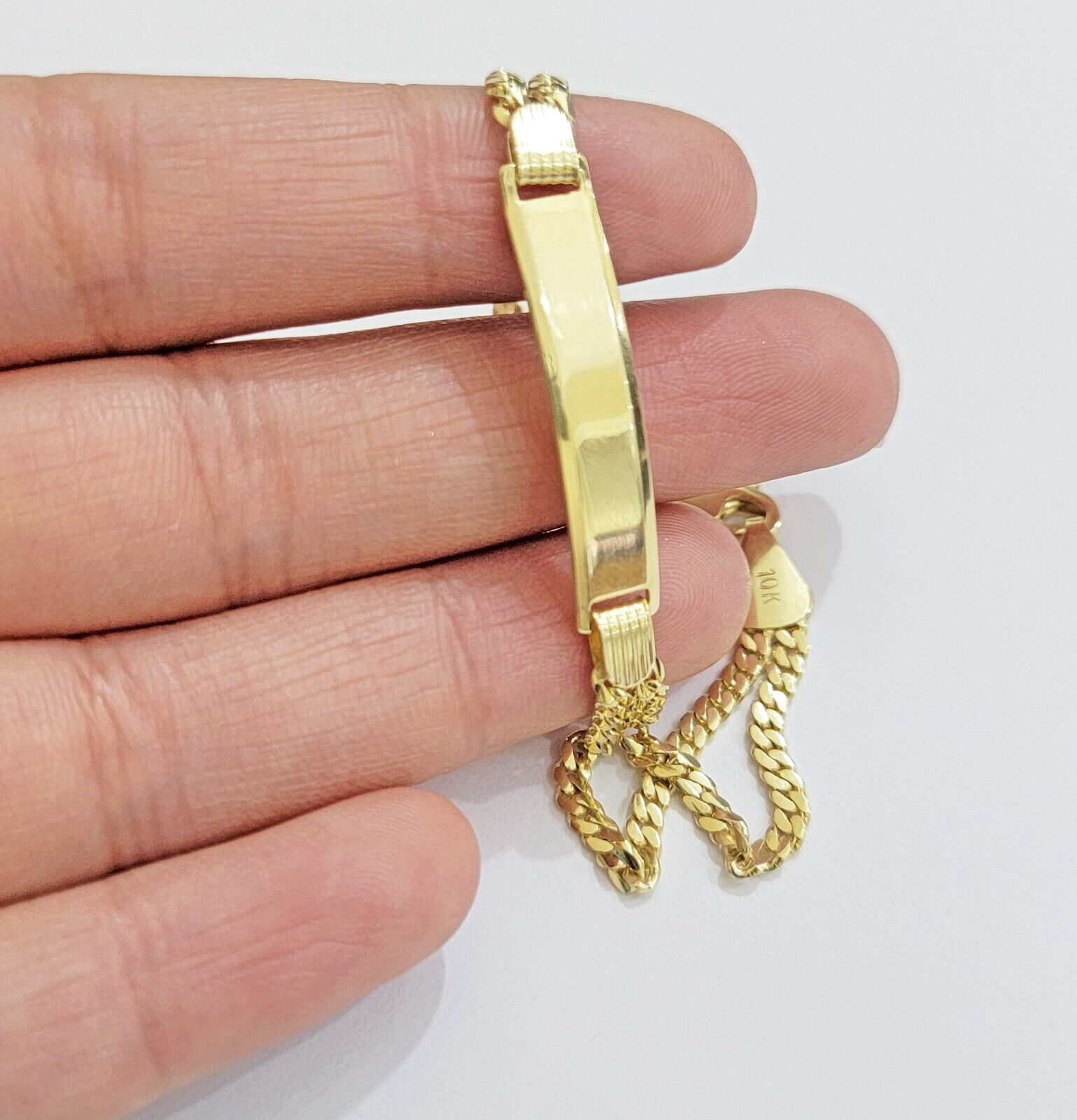 REAL 10k Gold Baby Bracelet ID Miami Cuban Link 5mm 6 Inch Kids SOLID , STRONG - GoldenlinQ