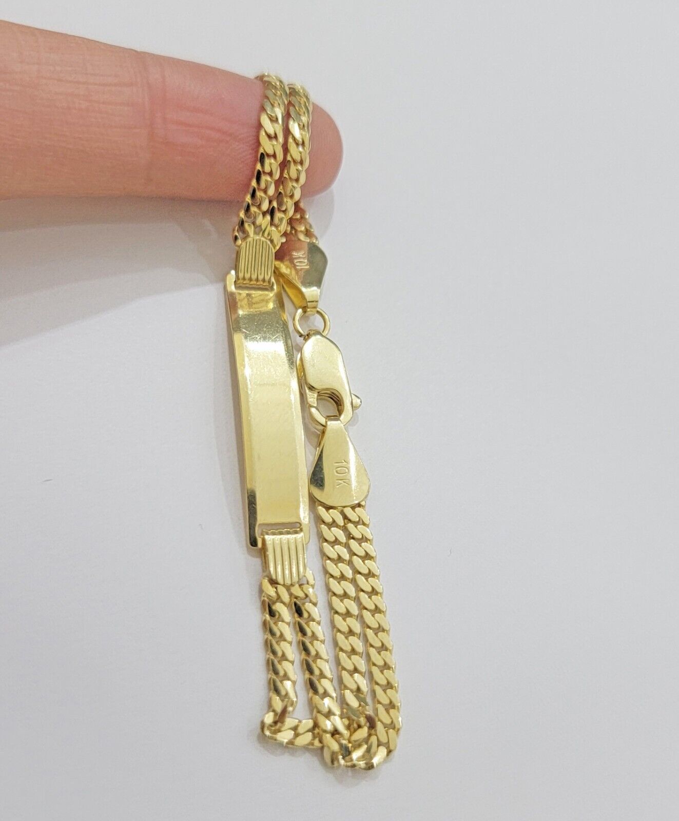 REAL 10k Gold Baby Bracelet ID Miami Cuban Link 5mm 6 Inch Kids SOLID , STRONG - GoldenlinQ